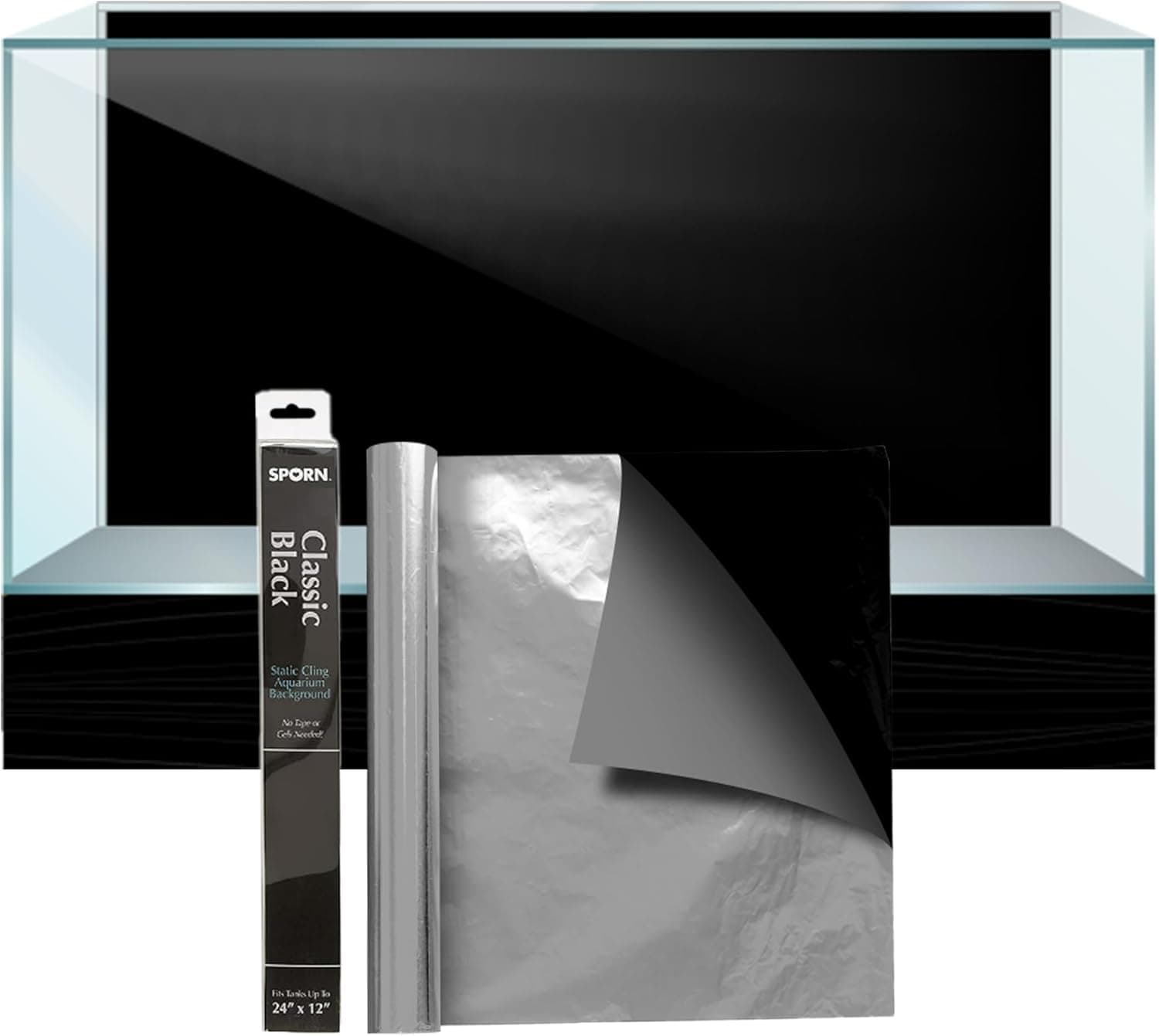 Sporn Aquarium Background — Static Cling Black, 24" x 12"